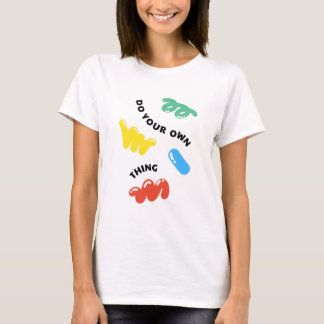 Colourful Lines Cute & Cheeky Curved Text T-Shirt