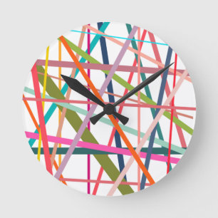 Colourful Lines Round Clock