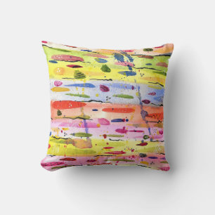 Colourful Lines Watercolor Abstract  Cushion