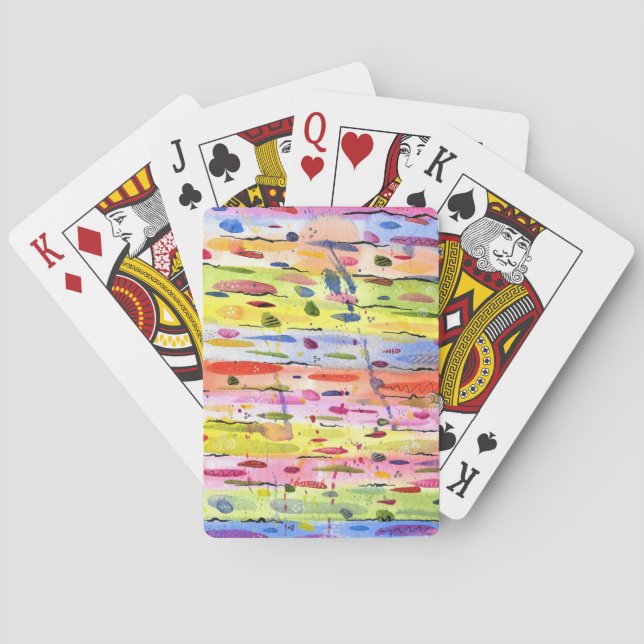 Colourful Lines Watercolor Abstract Playing Cards (Back)