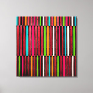Colourful Lines Wood Blue Orange Pattern Fun Canvas Print