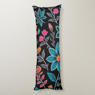 Colourful Linoprint Floral Pattern Body Cushion