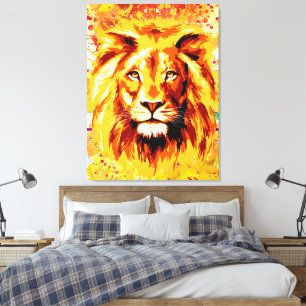 Colourful Lion Canvas Print Big Lion Art Print
