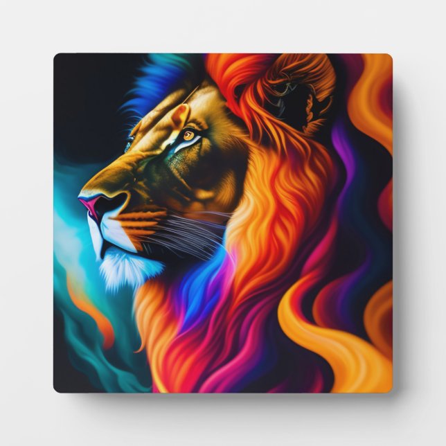 Colourful Lion Face Art Plaque (Front)