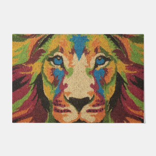 Colourful Lion Face Mat, Man Indoor Decor Doormat
