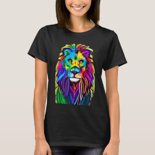 Colourful Lion Face Mystical Fantasy Art T-Shirt