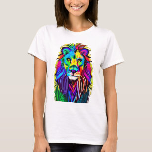 Colourful Lion Face Mystical Fantasy Art T-Shirt