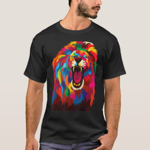 Colourful Lion Head  Cute Pop Geometric Polygonal  T-Shirt