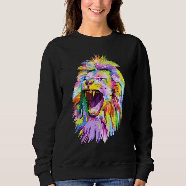 Colourful Lion Head Pop Art For Lions Sweatshirt (Front)