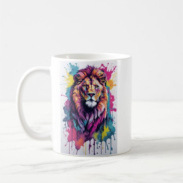 Colourful Lion Mug (Left)