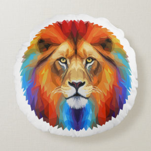 Colourful Lion Round Cushion