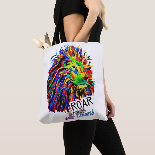 Colourful Lion Tote Bag (Close Up)