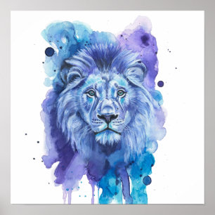 Colourful Lion Watercolor Artwork Poster