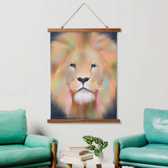 Colourful Lion Wild Animal Art Painting Hanging Tapestry (Living Room)
