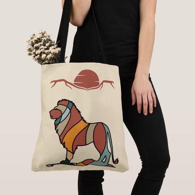 Colourful Lion Wildlife Tote Bag (Close Up)