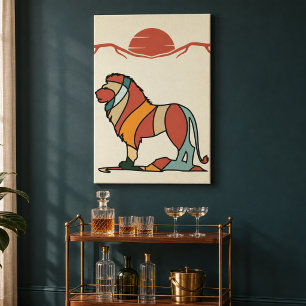 Colourful Lion Wildlife Wall Art Canvas Print