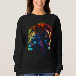 Colourful Lion  Ying and Yang  Zoo Animal Lion Sweatshirt