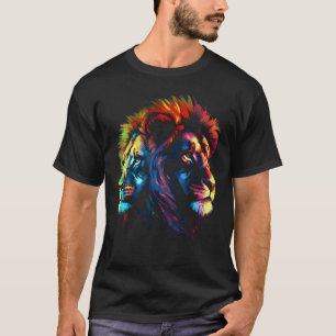 Colourful Lion Ying and Yang Zoo Animal Lion T-Shirt