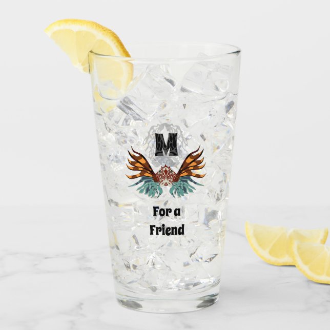Colourful Lionfish Monogram Glass (Front Ice)