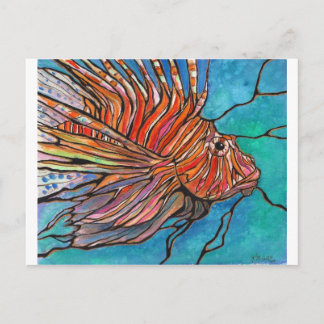 Colourful Lionfish "Stained Glass" Style Art! Postcard