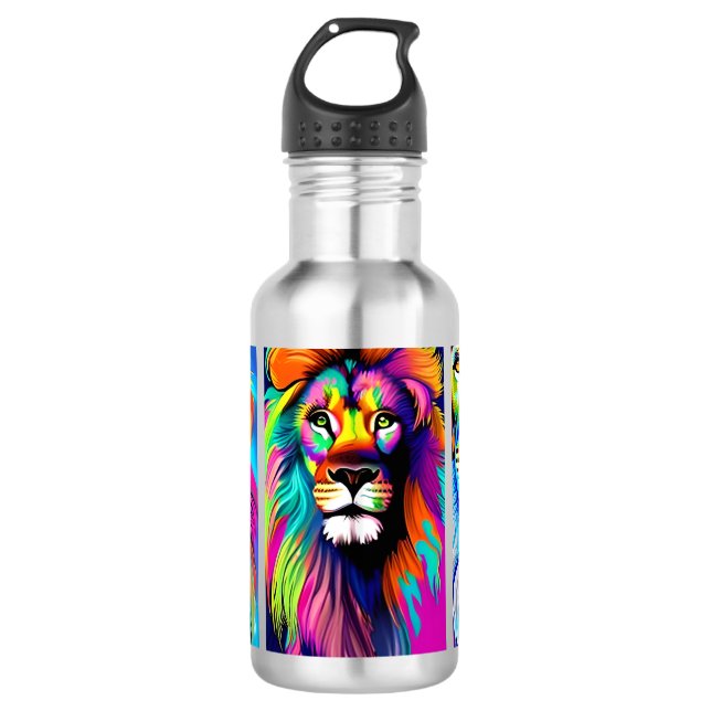 Colourful Lions Digital Art 532 Ml Water Bottle (Front)