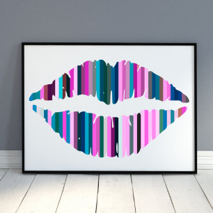 Colourful Lips Abstract Art Poster