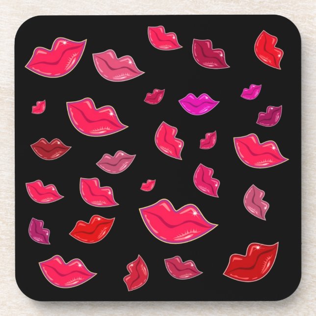 Colourful lips coaster (Front)