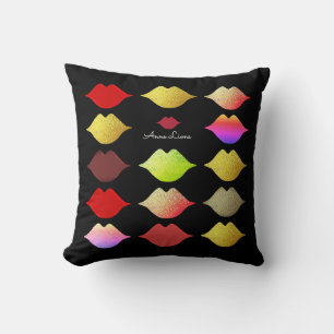 colourful lips . colour mouths elegant feminine cushion