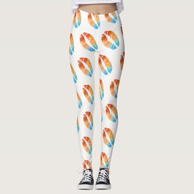 Colourful Lips Modern White #5 Leggings (Front)