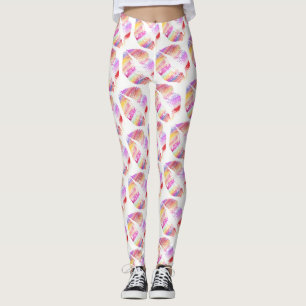 Colourful Lips Modern White Leggings