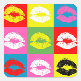 Colourful lips square sticker
