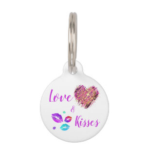 Colourful Lips With Love & Kisses Pet Tag