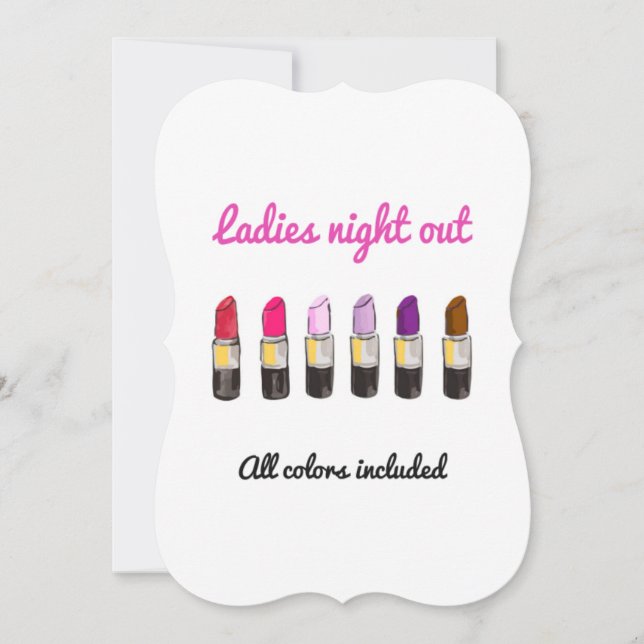 Colourful lipsticks GIRLS NIGHT OUT invitation (Front)