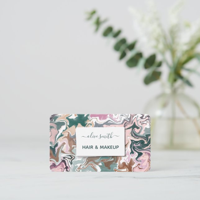 Colourful Liquid Acrylic Abstract Art Business Car Card (Standing Front)