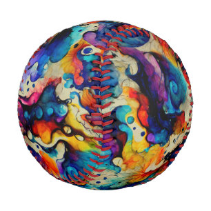 Colourful Liquid Ink Abstraction Baseball