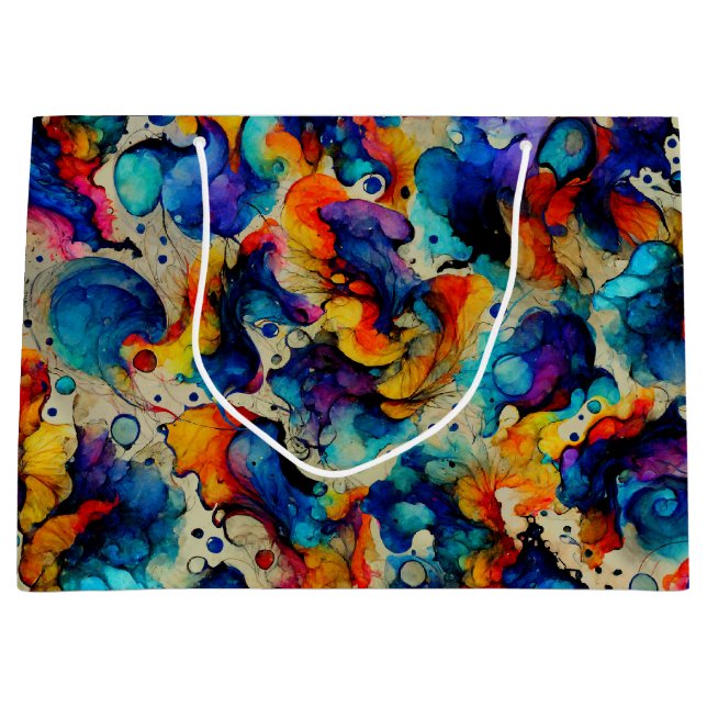 Colourful Liquid Ink Abstraction Large Gift Bag (Front)