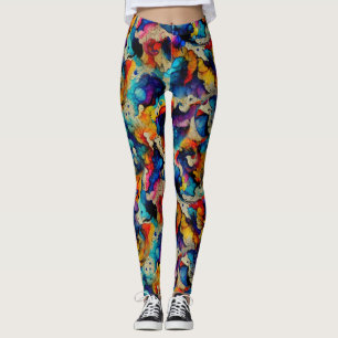 Colourful Liquid Ink Abstraction Pattern Leggings