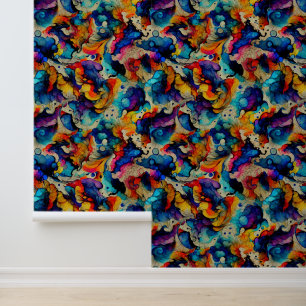 Colourful Liquid Ink Abstraction Pattern Wallpaper