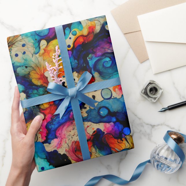Colourful Liquid Ink Abstraction Pattern Wrapping Paper (Gifting)