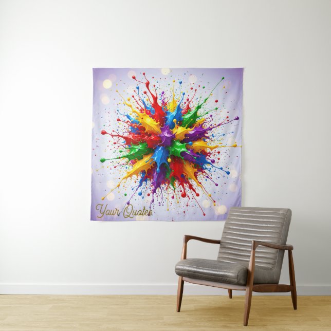 Colourful Liquid Paint Explosion Abstract Art Tapestry (In Situ)