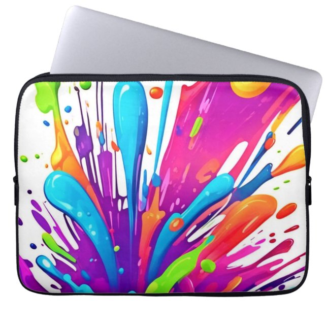 Colourful Liquid Paint Splashes Laptop Sleeve (Front)
