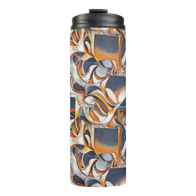 Colourful liquid waves geometric abstract pattern  thermal tumbler (Front)