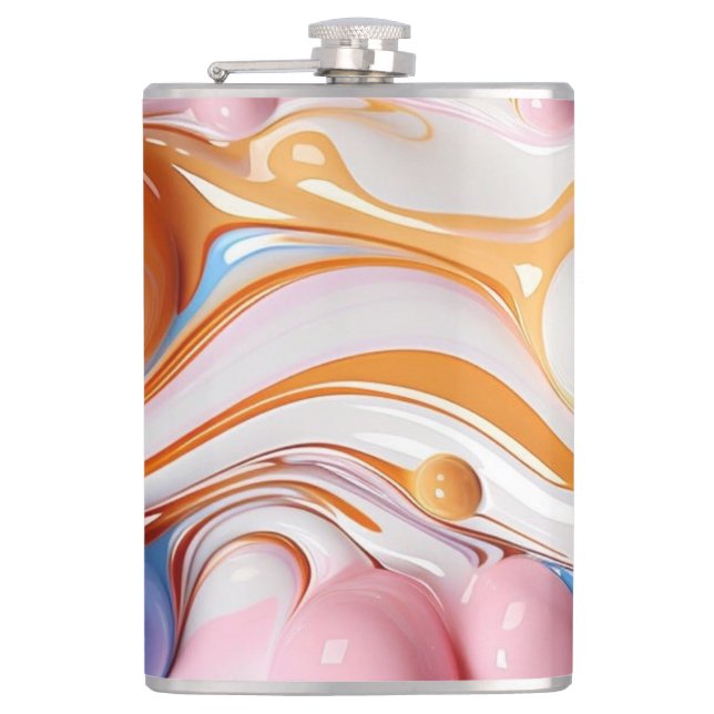 Colourful Liquid with Bubbles Hip Flask (Front)