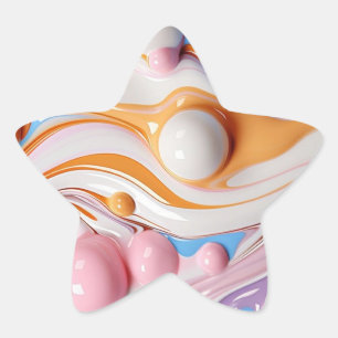 Colourful Liquid with Bubbles Star Sticker