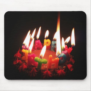 Colourful, LitC "Happy Birthday" Candles, Dark Mouse Pad