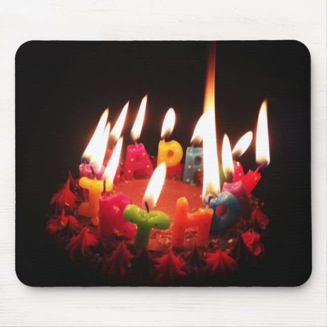Colourful, LitC "Happy Birthday" Candles, Dark Roo Mouse Pad (Front)