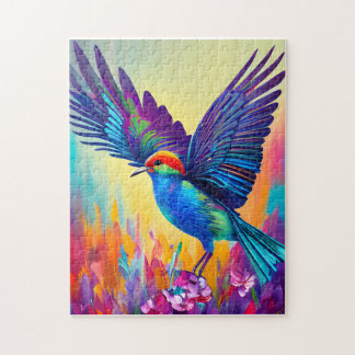 Colourful Little Bird Ready to Fly Jigsaw Puzzle