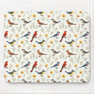 Colourful Little Birds Mouse Pad