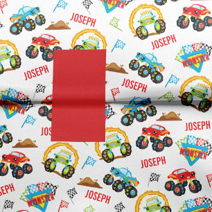 Colourful Little Boy Monster Trucks Pattern Tissue Paper