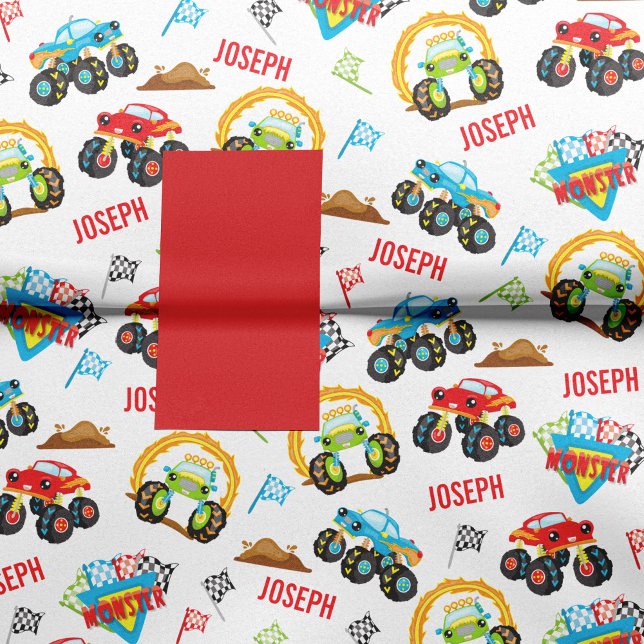 Colourful Little Boy Monster Trucks Pattern Tissue Paper (Creator Uploaded)